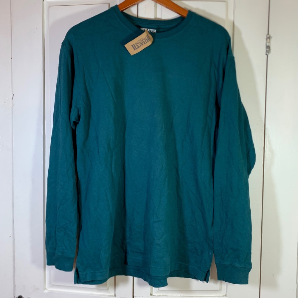Duluth Trading Co Longtail T Relaxed Fit Long Sleeve T-Shirt Teal Green S NEW